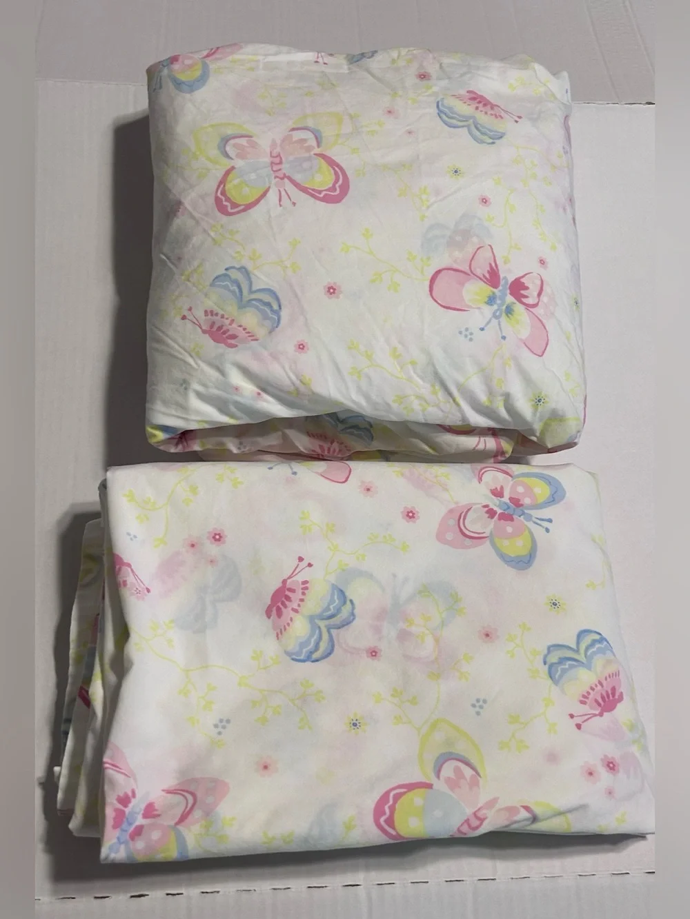 Pottery Barn Kids Girl’s Organic Cotton Butterfly Queen Flat & Fitted Sheet READ